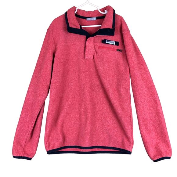 Columbia Girls Jacket Salmon 1/4 Zip PFG Performance Athletic Pullover Fleece M - Picture 1 of 13